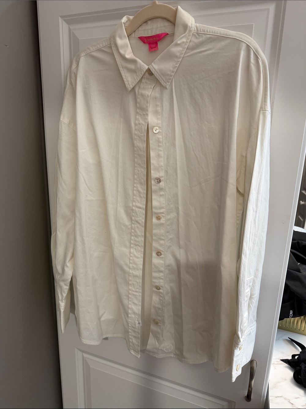 Lilly Pulitzer Oversized Cream Button-Down Shirt